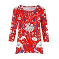 thumbnail image 6 of CYMMPU Tunic Tops 3/4 Sleeve Blouses for Women Dressy Casual Floral Pattern Summer Trendy Shirts Loose Fit Crew Neck Spring Tops Flare Hem Hide Belly Tops to Wear with Leggings T-Shirts Red XXL, 6 of 7