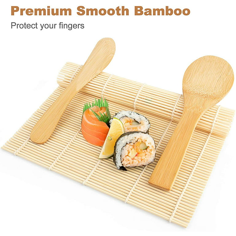 Sushi Making Kit Bamboo Sushi Mat Set of 2 Bamboo Mats, 5 Pairs Chopsticks,  1 Paddle, 1 Spreader. Sushi Kit, Sushi Kits Roller. All in One Sushi Kit