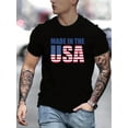 thumbnail image 1 of MADE IN THE USA Pattern Print Men's T-shirt, Graphic Tee Men's Summer Clothes, Men's Outfits Tee For Adult, Men, Women, Teen, Teenager, Adolescent, Youth, 1 of 4