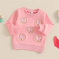 thumbnail image 3 of Mercatoo Little Girls Cute Bow Embroidered Sweatshirt Lightweight Cotton Soft Long Sleeve Fashion Casual Clothes Trendy, 3 of 6