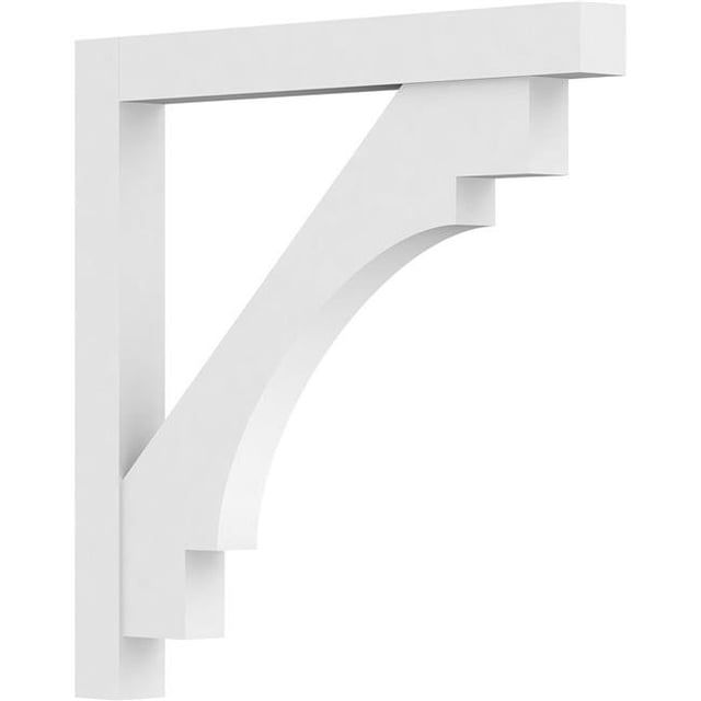 Ekena Millwork BKTP03X36X36MRC05 Standard Merced Architectural Grade PVC Bracket with Block Ends - 3 x 36 x 36 in.