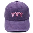 thumbnail image 2 of XFeng Pink Ribbon Flower Embroidery Vintage Baseball Cap, 2 of 5