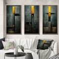 thumbnail image 1 of Designart "Indigo Stairway Minimal Grace IV" Modern Geometric Framed Wall Art Set Of 3 - Gold Abstract Geometric Frame Gallery Wall Set For Home Decor, 1 of 6