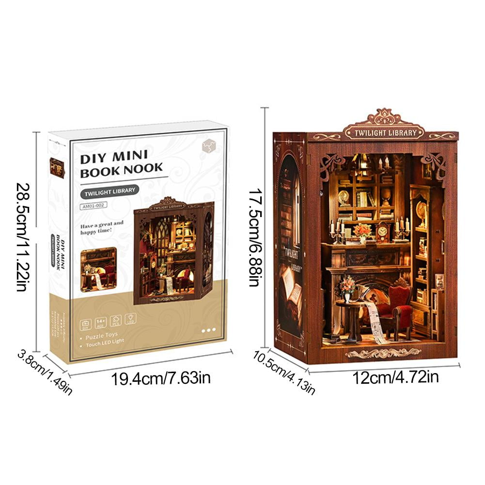 Book Nook Kit, DIY Miniature Booknook Craft Kits for Adults Model Tiny House Arts and Crafts Library Bookshelf Decor 3D Wooden Puzzle, Gifts Family, Friends