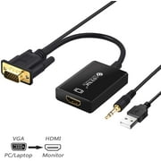 eSynic VGA to HDMI Adapter Converter 1080P Gold Plated VGA Male to HDMI Female Video Cable Converter VGA to HDMI Output