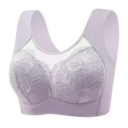 JSGEK Comfortable Breathable Lace Bra Wirefree Comfort Support and Lift Trendy without Steel Ring Lightly Lined Bra for Women Fashion Clearance Push up Plunge Purple 36 Bra for Ladies