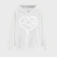 thumbnail image 2 of YUGYXL Fall Long Sleeve Sweatshirt for Women Comfy Thin Fleece Drawstring Hoodies Pullover Loose Fit Heart Print Hooded Sweatshirts with Kangaroo Pocket Preppy Y2k Clothes Fall White,XXXL, 2 of 5