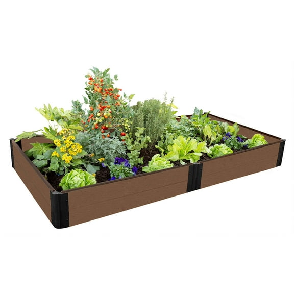 Frame It All Tool-Free Uptown Brown Raised Garden Bed 4' x 8' x 11" - 1" profile