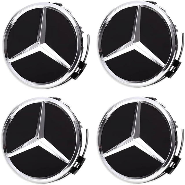 4 tapacubos para ruedas de Mercedes Benz, 75 mm/2,95", tapacubos de ABS para ruedas de coche (negro)