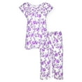 thumbnail image 3 of JEFFRICO Pajamas For Women Capri Set Sleepwear Soft Pajamas Short Sleeve Pajama Sleepshirt With Capri Pants, 3 of 7