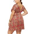 thumbnail image 4 of UKAP Ladies Sundress V Neck Mini Dress Lace Up Short Sexy Travel FP4 M, 4 of 5