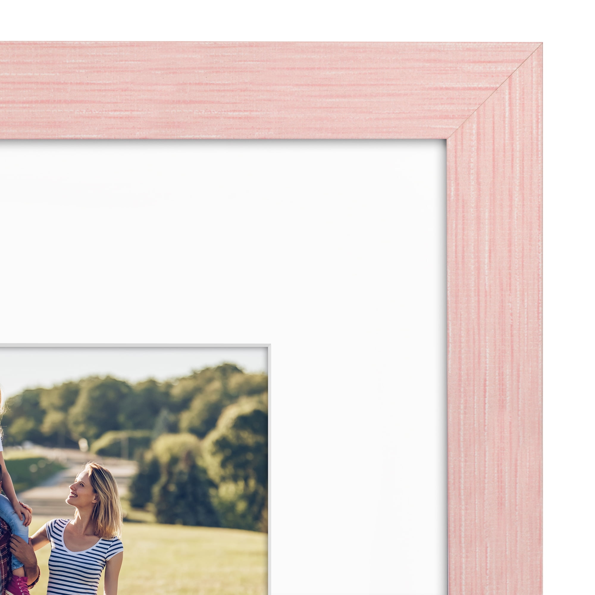 Americanflat 11x14 Picture Frame with Shatter-Resistant Glass Fits 8x10 Photos with Mat Hudson Distressed - Pink