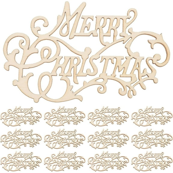 10pcs Merry Christmas Wood Sign Unfinished Blank Sign DIY Wooden Sign Christmas Wood Hanging Decor