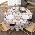 thumbnail image 3 of Husky and Pink Pioneer Flower Round Tablecloth 60"x60",Wrinkle Wipeable Table Cloth for Kitchen Dining Room Picnic Patio Party, 3 of 6