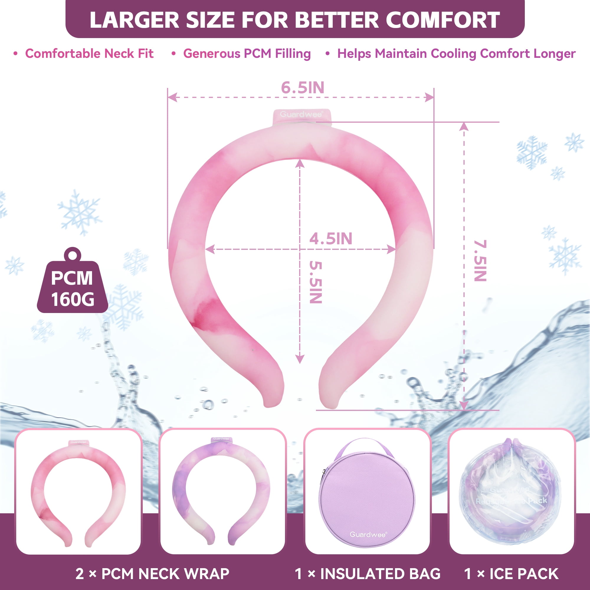 Neck Cooling Set with 2 PCM Cooling Wraps, Insulated Carry Bag and Reusable Ice Pack, Wearable Cooling Solution for Outdoor Activities