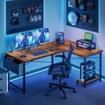 thumbnail image 3 of TINKLE WELL 50-inch L-Shaped Computer Desks, Corner Gaming Table with Wooden Desktop, Reversible Design, CPU Stand and Side Bag for Home Office, Study, Vintage Brown, 3 of 7