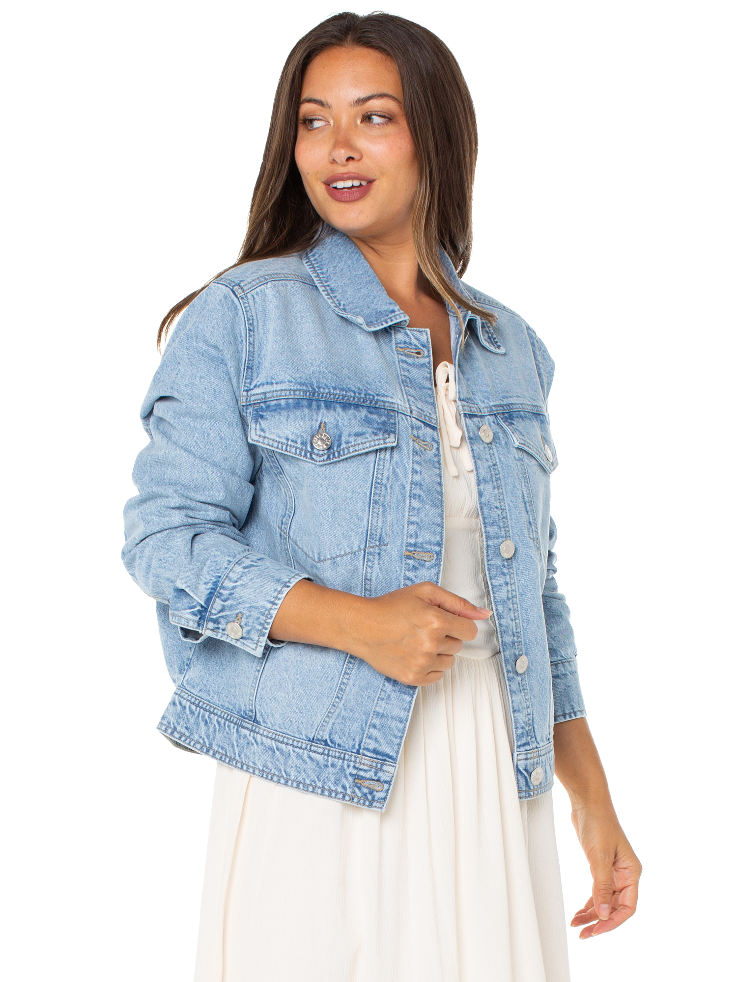 Celebrity Pink Women's Oversized Boyfriend Denim Jacket, Sizes XS-XXXL