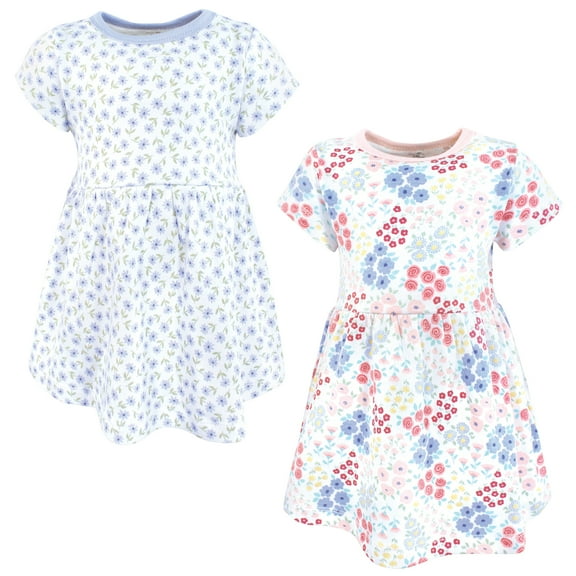 Touched by Nature Girls Organic Cotton Short-Sleeve Dresses, Flower Market, 0-3 Months