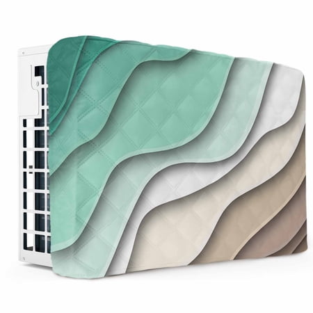 Green Brown Ombre Indoor Air Conditioner Cover Double Insulated AC Covers for Inside Modern Geometric Abstract Aesthetic Cream Waterproof Window Air Conditioner Covers with Straps 17 Lx13 Wx3.5 D