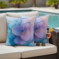 thumbnail image 4 of Blue Purple Pink Floral Marble Outdoor Waterproof Pillow Covers, Contemporary Abstract Art Decorative Square Throw Pillowcase Sofa Cushion Sham for Patio/Couch/Chair, 16"x16" 2 Pack, 4 of 8