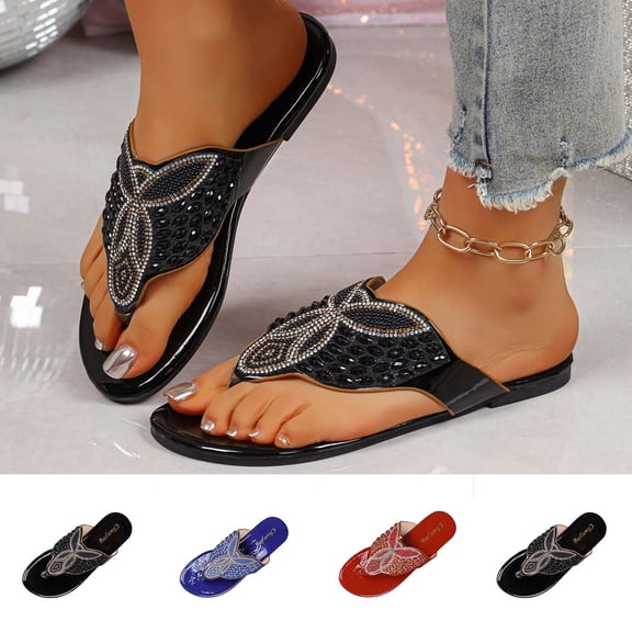 Taqqpue Womens Sandals Casual Flip Flops Yoga Mat Comfortable Cushion Arch Support Walking Thong Sandals Lightweight Non-Slip Summer Beach Slippers