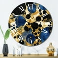 thumbnail image 3 of Designart "Vibrant Abstract Pattern with Blue & Golden Textures XI" Minimalism Oversized Wall Clock, 3 of 5