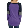 thumbnail image 4 of Women Loose T-Shirt Pullover Long Sleeve Splice Patchwork Blouse Women Stripe Flowy Top Casual Loungewear Basic Tee Tops, 4 of 6
