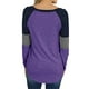 thumbnail image 4 of VISgogo Mujer Casual Patchwork Camiseta, Otoño e Invierno Rayas Manga Larga Cuello Redondo Jersey VISgogo moda, 4 of 6