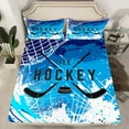 thumbnail image 2 of Feelyou Cartoon Ice Hockey Queen Sheet Sets, Blue Graffiti Splatter Flat Sheet, Teens Kids Boys Girls Queen Fitted Sheet, Microfiber Bedroom Decor, 4-Piece, 2 of 7