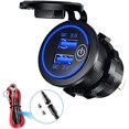 thumbnail image 1 of Motorcycle USB Car Charger, 12/24V Waterproof Dual USB/QC3.0 Socket Adapter, Charger with Switch, Suitable for Boat, Trailer, Car, Bus, 1 of 5