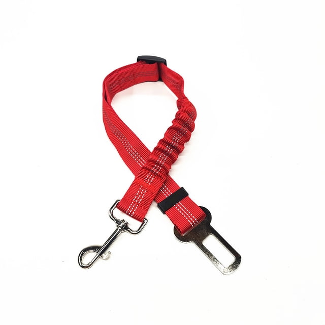 Laisse pour Chien Ceinture de Sécurité Harnais Laisse Fabrication Crochet Extensible Boucle Durable Pratique Résilience Haute Résistance Rouge