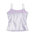 thumbnail image 4 of YONGHS Women's Shiny Metallic PVC Leather Camisole Spaghetti Straps Rave Dance Vest Tank Top Clubwear Purple XL, 4 of 7