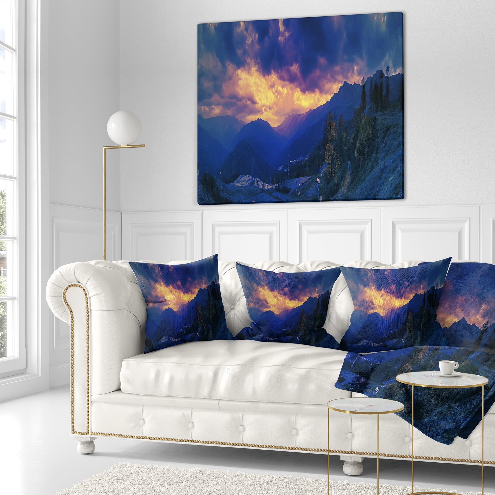 Designart Mountains Peaks of Caucasus Hills - Landscape Printed Throw Pillow - 16x16