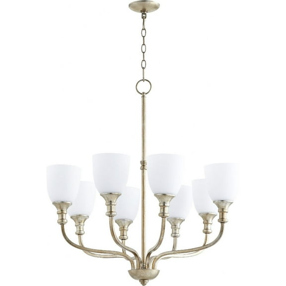 Quorum Lighting Richmond 8-Light Chandelier, Aged Silver Leaf, 8 Lights, Glass, 31W x 32H