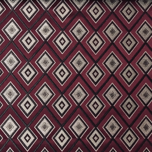 Decora Furnishings Luxurious Premium Jacquard Geometric Design Furnishing Fabric for Upholstery, Window Treatments, Craft - Width 54 inches - Fabric by The Yard (Maroon)