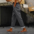 thumbnail image 2 of kaondbfi Cotton Linen Pants Women Summer Casual Straight Leg Pants Elastic Waist Beach Trousers with Pockets, 2 of 8