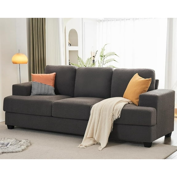 papajet 89 inch Sofa, Comfy Couch with Deep Seats, Modern Sofa for Living Room(Grey,Boucle)