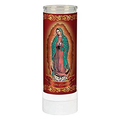 guadalupe flameless prayer candle catholic electric led lady walmart