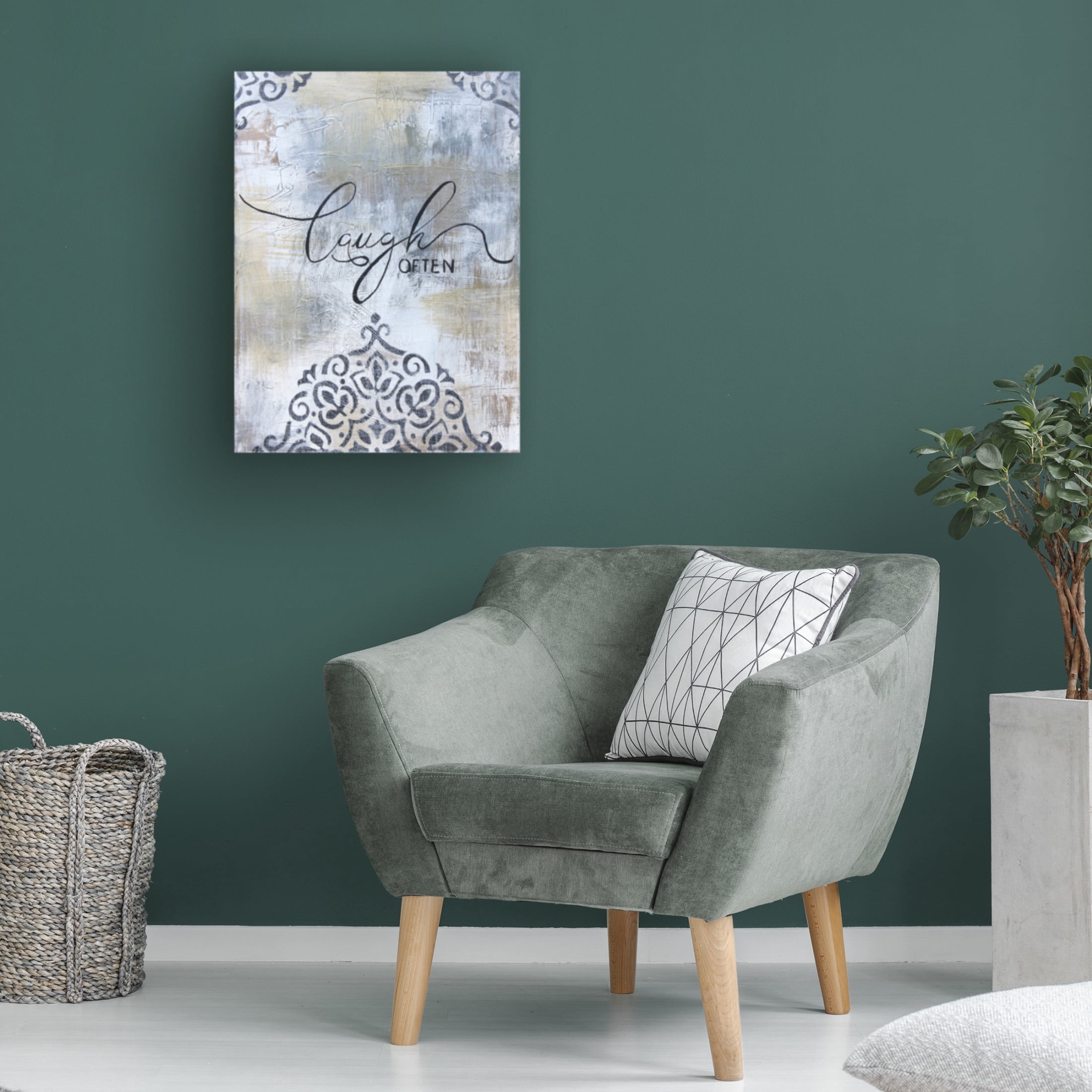 Canvas Wall Art - Jean Plout 'Gold And Grey Sentiment A3' Wall Art for Living Room, Bedroom, or Office Décor by Trademark Fine Art - 18 x 24 Inches