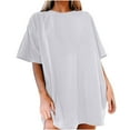 thumbnail image 1 of Camiseta de manga corta con cuello redondo de color liso y manga caída Camiseta de manga corta con cuello redondo Pompotops  hfajkhk140498, 1 of 9