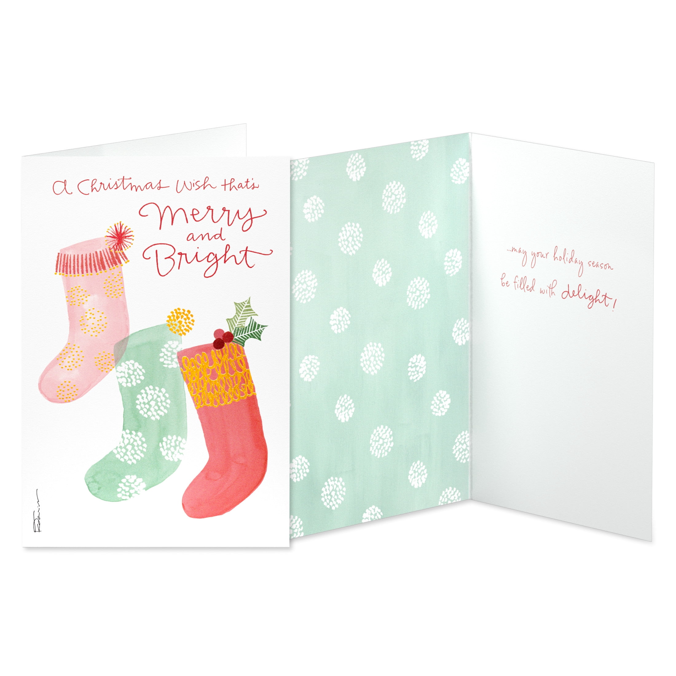 American Greetings 14-Count Christmas Card Pack, Santa & Stockings Designed by Kathy Davis Studios