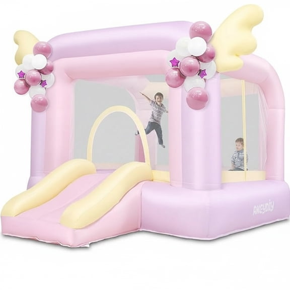 Adnoom Inflatable Bounce House Commercial Kids Bouncy Castle for 2~8 Years, Jump House with Inflatable Slide, Great Birthday Gift for Babies, Toddlers, kids(without blower)