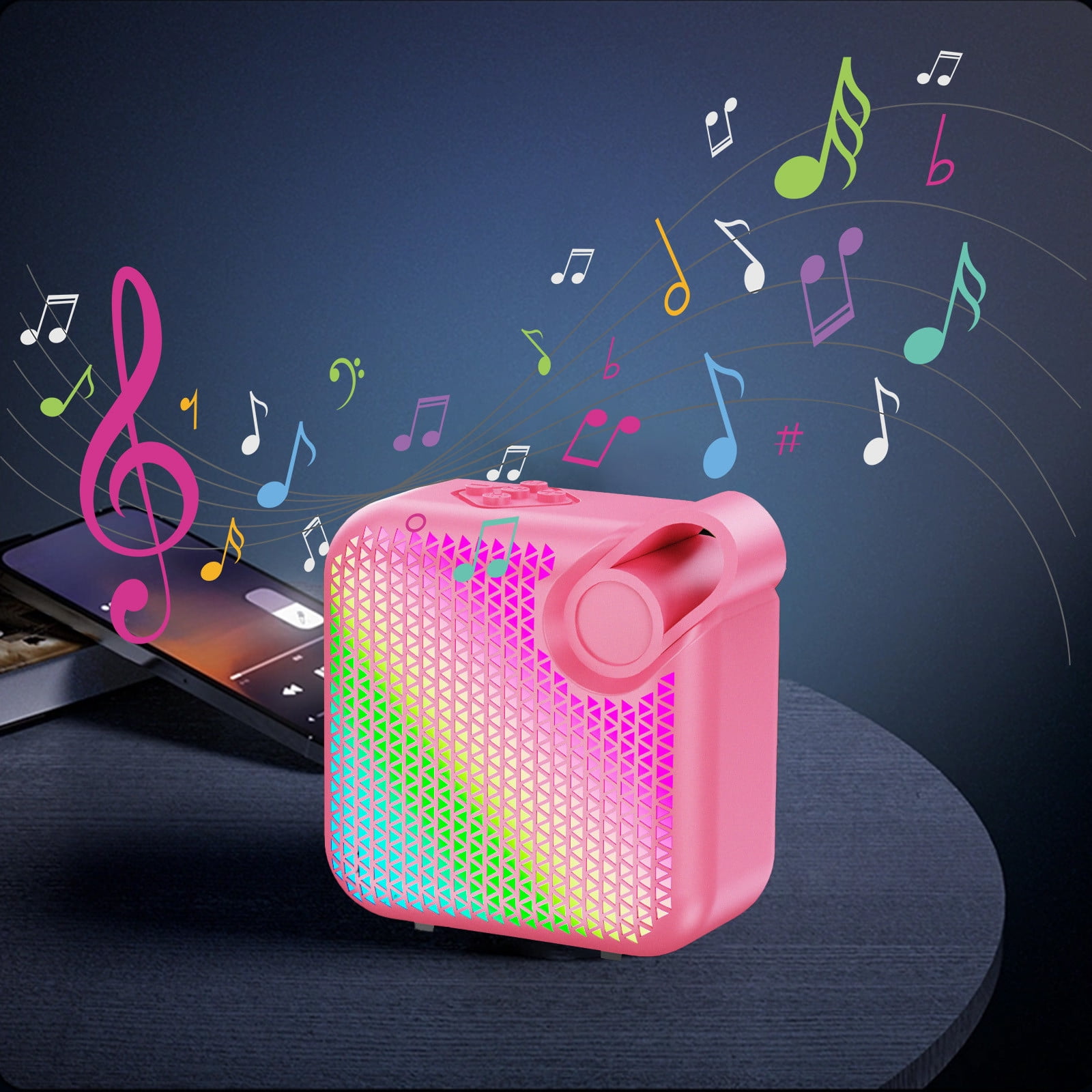 LACKUST Pink RGB Bluetooth Speaker 5.3, Low Latency Gaming Desktop Speaker with LED Lights, Long Battery Life & Room-Filling Sound