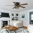 thumbnail image 3 of Parrot Uncle Farmhouse 48-Inch Brown Ceiling Fan with Lights and Remote,  Low Profile Ceiling Fan with Light, 3 of 15