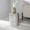 thumbnail image 3 of Troy 16" Modern Minimalist Faux Marble Column Indoor/Outdoor Accent Table, Gray/Gold, 3 of 8