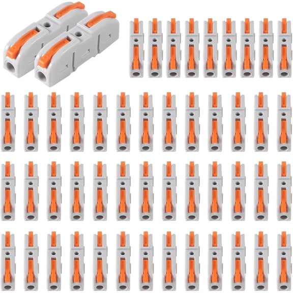 50pcs Lever Wire Connectors, 1 to 1 Inline Assemblable Cable Connector, Electrical Connectors Wire Terminals for Any Circuit Inline Splices 24-12 AWG