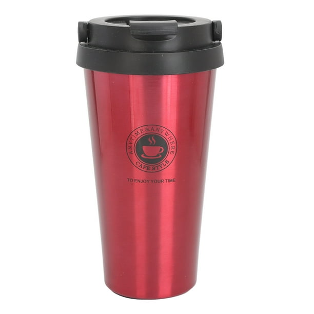 Taza de café térmica con tapa, de acero inoxidable, portátil, para coche, color rojo, 500 ml