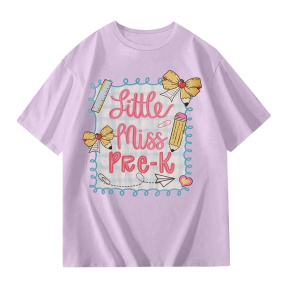 Bobifish Toddler Girls T Shirt Cute Cartoon Print Short Sleeve Tee Back To School Comfort Everyday Play Children Girls Shirt