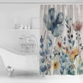 thumbnail image 4 of 54x78 Inch Shower Curtain Decorative Blue Spring Floral Bathtub Bath Curtains Fabric Waterproof Bathroom Decor Vintage Watercolor Summer Botanical Small Stall Shower Curtain Set with 12 Hooks, 4 of 6