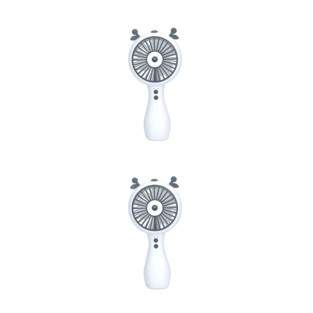 Monstrate Mini ventilador de mano con carga USB, refrigeración por aire, rociador de agua de 3 velocidades, nebulización de escritorio, Blanco 2piezas